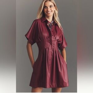 Exquise Tobie Faux Leather Mini Shirt Dress Size S
